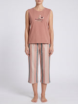Ensemble Pyjama Femme Cygne Rose Poudré & Pantacourt Rayé – vue principale, pyjama femme Allure Maroc