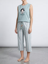 Ensemble Pyjama Femme Débardeur Sauge Mafalda & Pantacourt Rayé – vue principale, pyjama femme Allure Maroc