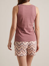 Ensemble Pyjama Femme Débardeur Terracotta & Short Chevron – coupe et style, pyjama femme Allure Maroc