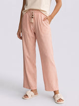 Ensemble Pyjama Femme Écru Athletic & Pantalon Rayé Rose – détails et finitions, pyjama femme Allure Maroc