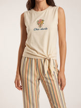 Ensemble Pyjama Femme Écru & Pantacourt Rayé – vue principale, pyjama femme Allure Maroc