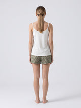 Ensemble Pyjama Femme Écru Fleur & Short Kaki Imprimé – coupe et style, pyjama femme Allure Maroc