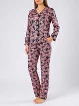 Ensemble Pyjama Femme Feuillage Rose & Noir - Chemise & Pantalon – présentation du modèle, pyjama femme Allure Maroc