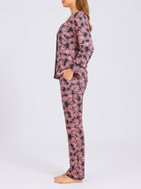 Ensemble Pyjama Femme Feuillage Rose & Noir - Chemise & Pantalon – coupe et style, pyjama femme Allure Maroc