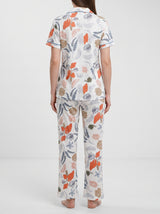 Ensemble Pyjama Femme Fleurs Tropicales - Chemise & Pantalon – détails et finitions, pyjama femme Allure Maroc