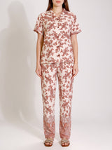 Ensemble Pyjama Femme Floral Blanc - Haut Boutonné & Pantalon – vue principale, pyjama femme Allure Maroc