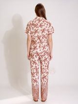 Ensemble Pyjama Femme Floral Blanc - Haut Boutonné & Pantalon – coupe et style, pyjama femme Allure Maroc