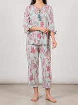 Ensemble Pyjama Femme Floral Rose - Chemise & Pantalon – vue principale, pyjama femme Allure Maroc
