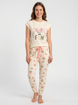Ensemble Pyjama Femme Fun Blanc & Pantalon Pastèques – vue principale, pyjama femme Allure Maroc