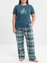Ensemble Pyjama Femme Grande Taille Bleu Pétrole & Pantalon Carreaux – vue principale, pyjama femme Allure Maroc