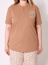 Ensemble Pyjama Femme Grande Taille Caramel & Pantalon Fleuri – présentation du modèle, pyjama femme Allure Maroc