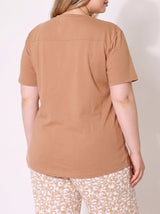 Ensemble Pyjama Femme Grande Taille Caramel & Pantalon Fleuri – coupe et style, pyjama femme Allure Maroc