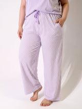 Ensemble Pyjama Femme Grande Taille Lilas & Pantalon Micro-Pois – détails et finitions, pyjama femme Allure Maroc