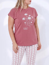 Ensemble Pyjama Femme Grande Taille Rose Poudré & Pantalon Rayé – vue principale, pyjama femme Allure Maroc
