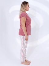 Ensemble Pyjama Femme Grande Taille Rose Poudré & Pantalon Rayé – coupe et style, pyjama femme Allure Maroc