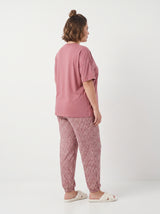 Ensemble Pyjama Femme Grande Taille Rose Vieilli & Pantalon Micro-Motif – présentation du modèle, pyjama femme Allure Maroc