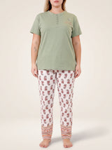 Ensemble Pyjama Femme Grande Taille Sauge & Pantalon Floral – vue principale, pyjama femme Allure Maroc