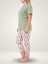 Ensemble Pyjama Femme Grande Taille Sauge & Pantalon Floral – coupe et style, pyjama femme Allure Maroc