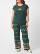 Ensemble Pyjama Femme Grande Taille Vert Forêt & Pantalon Ethnique – vue principale, pyjama femme Allure Maroc