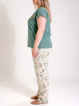 Ensemble Pyjama Femme Grande Taille Vert Sauge & Pantalon Fleuri – présentation du modèle, pyjama femme Allure Maroc