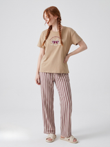 Ensemble Pyjama Femme Œil Beige & Pantalon Rayé Marron – vue principale, pyjama femme Allure Maroc