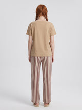 Ensemble Pyjama Femme Œil Beige & Pantalon Rayé Marron – coupe et style, pyjama femme Allure Maroc