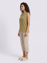 Ensemble Pyjama Femme Kaki & Pantacourt Carreaux Beige – présentation du modèle, pyjama femme Allure Maroc