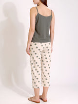 Ensemble Pyjama Femme Kaki & Pantacourt Pois – coupe et style, pyjama femme Allure Maroc