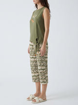 Ensemble Pyjama Femme Kaki Palmier & Pantacourt Ethnique – coupe et style, pyjama femme Allure Maroc