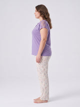 Ensemble Pyjama Femme Grande Taille Lavande & Pantalon Floral Blanc