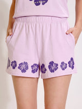 Ensemble Pyjama Femme Lilas Beach Life & Short Fleuri – détails et finitions, pyjama femme Allure Maroc