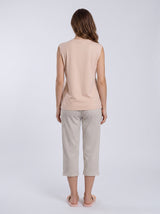 Ensemble Pyjama Femme Mafalda Beige & Pantacourt Gris Clair – coupe et style, pyjama femme Allure Maroc