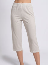 Ensemble Pyjama Femme Mafalda Beige & Pantacourt Gris Clair – détails et finitions, pyjama femme Allure Maroc