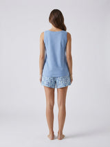 Ensemble Pyjama Femme Mafalda Bleu & Short Fleuri – coupe et style, pyjama femme Allure Maroc