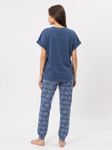 Ensemble Pyjama Femme Marine à Motif Smiley & Pantalon Imprimé – coupe et style, pyjama femme Allure Maroc