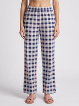 Ensemble Pyjama Femme Marine & Pantalon à Carreaux – détails et finitions, pyjama femme Allure Maroc