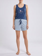 Ensemble Pyjama Femme Marine & Short Micro-Imprimé Bleu – vue principale, pyjama femme Allure Maroc