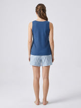 Ensemble Pyjama Femme Marine & Short Micro-Imprimé Bleu – coupe et style, pyjama femme Allure Maroc