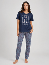Ensemble Pyjama Femme Marine Sailor & Pantalon Imprimé – vue principale, pyjama femme Allure Maroc