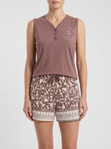 Ensemble Pyjama Femme Mauve & Short Ornemental – vue principale, pyjama femme Allure Maroc