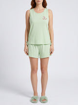 Ensemble Pyjama Femme Menthe Côtelé & Short Assorti – vue principale, pyjama femme Allure Maroc