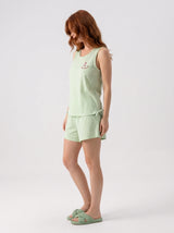Ensemble Pyjama Femme Menthe Côtelé & Short Assorti – coupe et style, pyjama femme Allure Maroc
