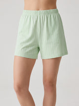 Ensemble Pyjama Femme Menthe Côtelé & Short Assorti – détails et finitions, pyjama femme Allure Maroc