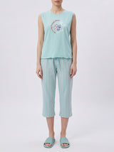 Ensemble Pyjama Femme Menthe Uni & Pantacourt Assorti – vue principale, pyjama femme Allure Maroc