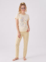 Ensemble Pyjama Femme Miss You Écru & Pantalon Imprimé – vue principale, pyjama femme Allure Maroc