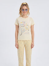 Ensemble Pyjama Femme Miss You Écru & Pantalon Imprimé – motif et coloris, pyjama femme Allure Maroc