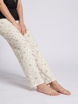 Ensemble Pyjama Femme Noir Brodé & Pantalon Fleuri Écru – détails et finitions, pyjama femme Allure Maroc