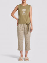 Ensemble Pyjama Femme Palmier Kaki & Pantacourt Botanique – vue principale, pyjama femme Allure Maroc