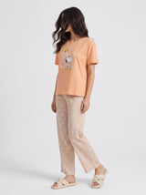 Ensemble Pyjama Femme Pêche & Pantalon Fleuri Pastel – présentation du modèle, pyjama femme Allure Maroc