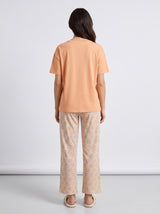 Ensemble Pyjama Femme Pêche & Pantalon Fleuri Pastel – détails et finitions, pyjama femme Allure Maroc